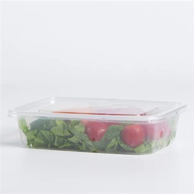 Récipient de nourriture transparente carrée avec couvercle plat